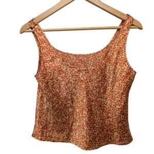Vintage Victoria's Secret 90s Floral Liquid Satin Sleep Tank‎ Orange Nightwear